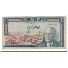 Banknote, Tunisia, 1 Dinar, 1965, 1965-06-01, KM:63a, VG(8-10)