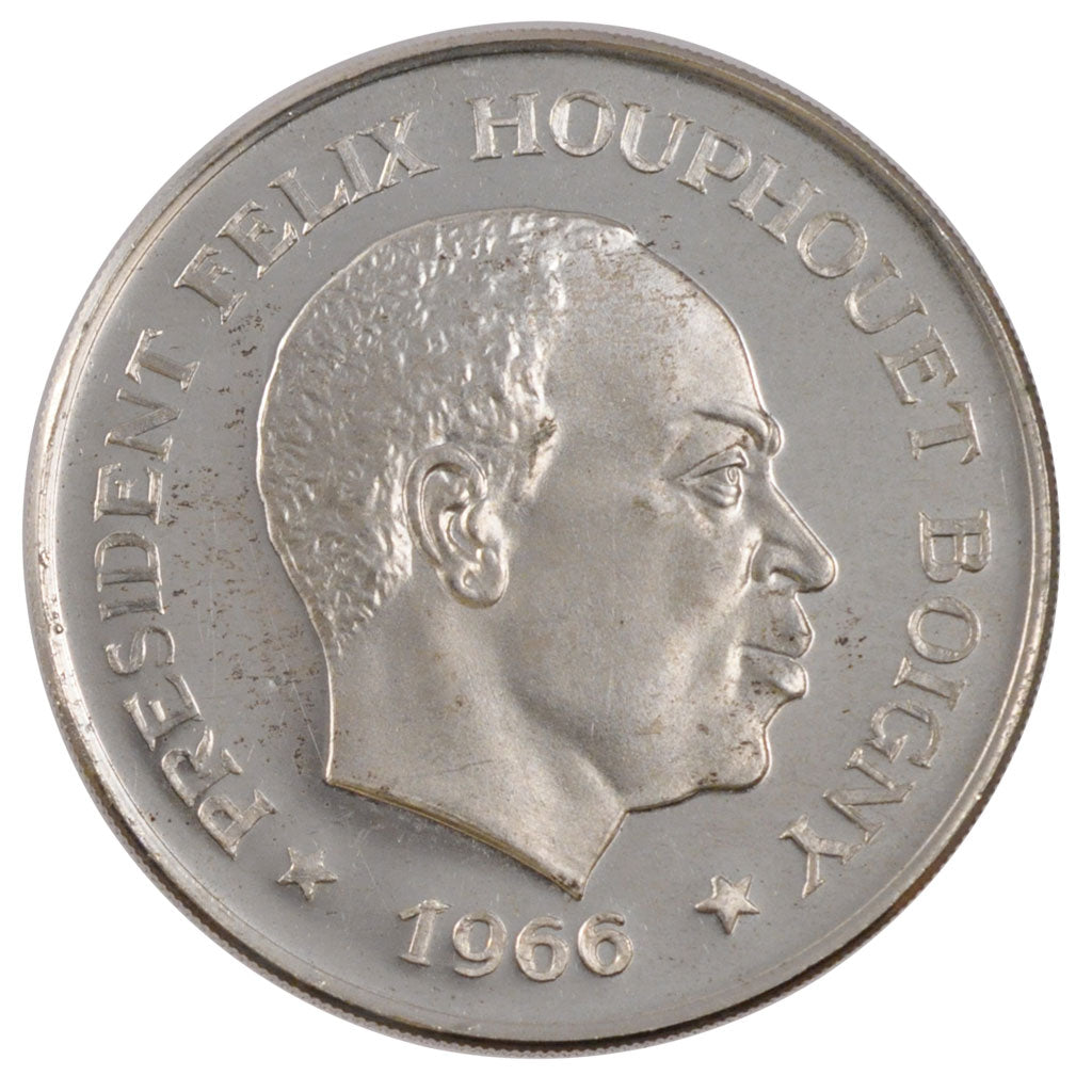 Costa d’Avorio, 10 Francs, 1966, FDC, Argento, KM:1