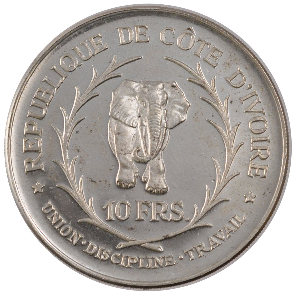 Costa d’Avorio, 10 Francs, 1966, FDC, Argento, KM:1