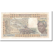 Banknote, West African States, 1000 Francs, 1981-1990, 1987, KM:107Ah, EF(40-45)