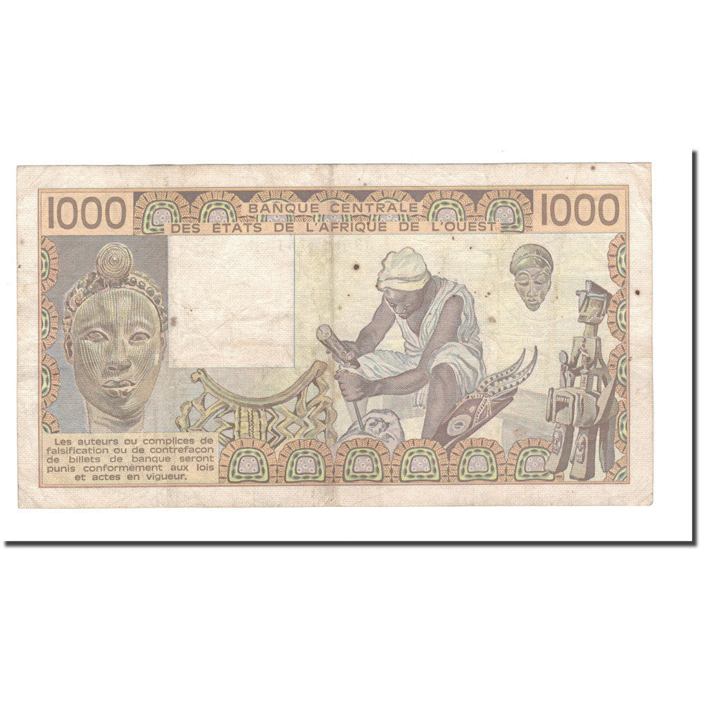 Banknote, West African States, 1000 Francs, 1981-1990, 1987, KM:107Ah, EF(40-45)