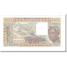Banknote, West African States, 1000 Francs, 1981-1990, 1989, KM:107Ai
