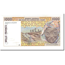 Banknote, West African States, 1000 Francs, 1991, KM:111Aa, UNC(65-70)
