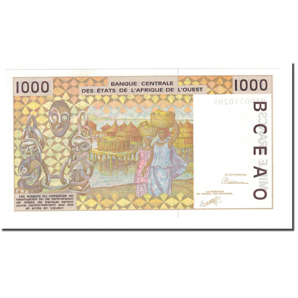 Banknote, West African States, 1000 Francs, 1991, KM:111Aa, UNC(65-70)