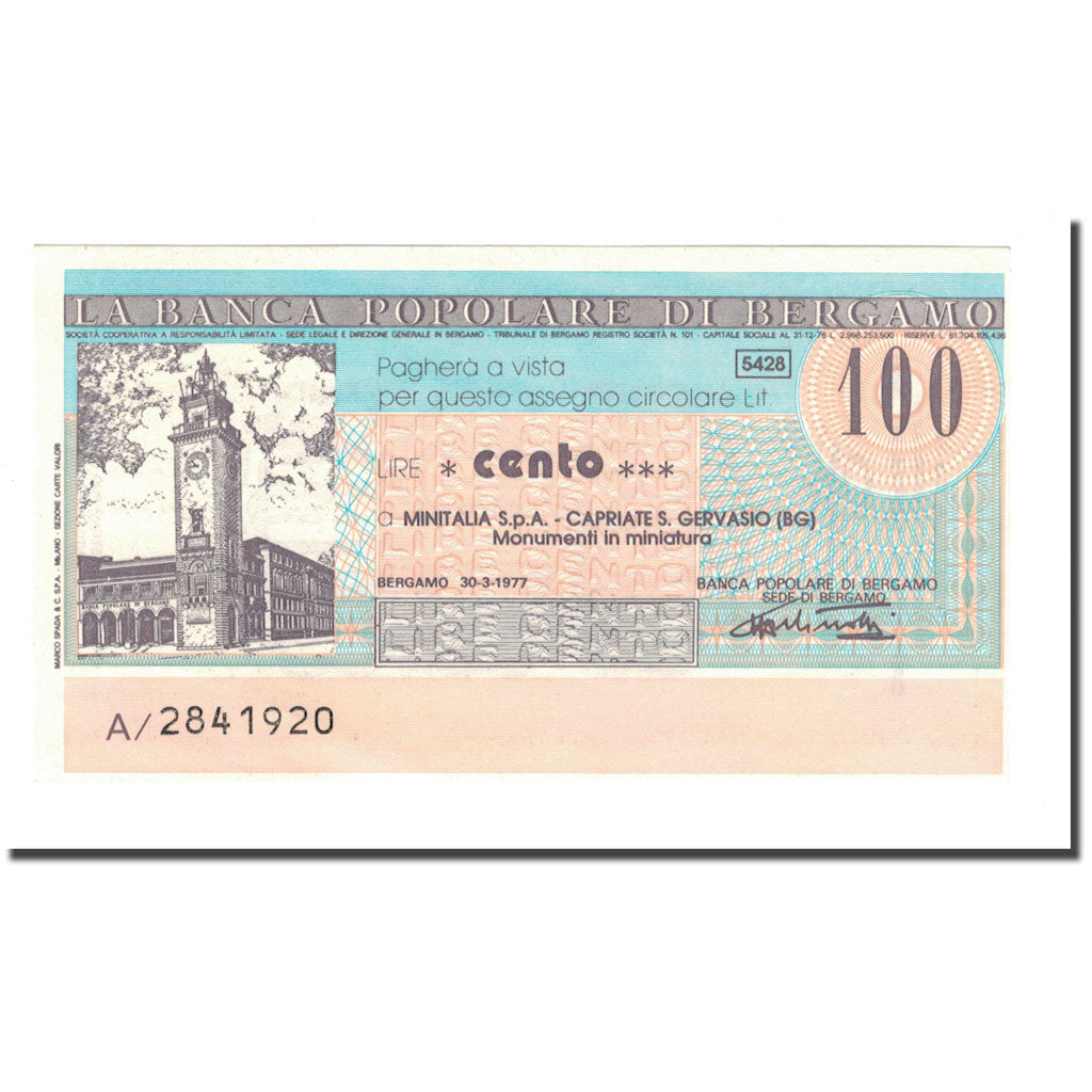 Billet, Italie, 100 Lire, 1977, 1977-03-30, KM:7a, NEUF