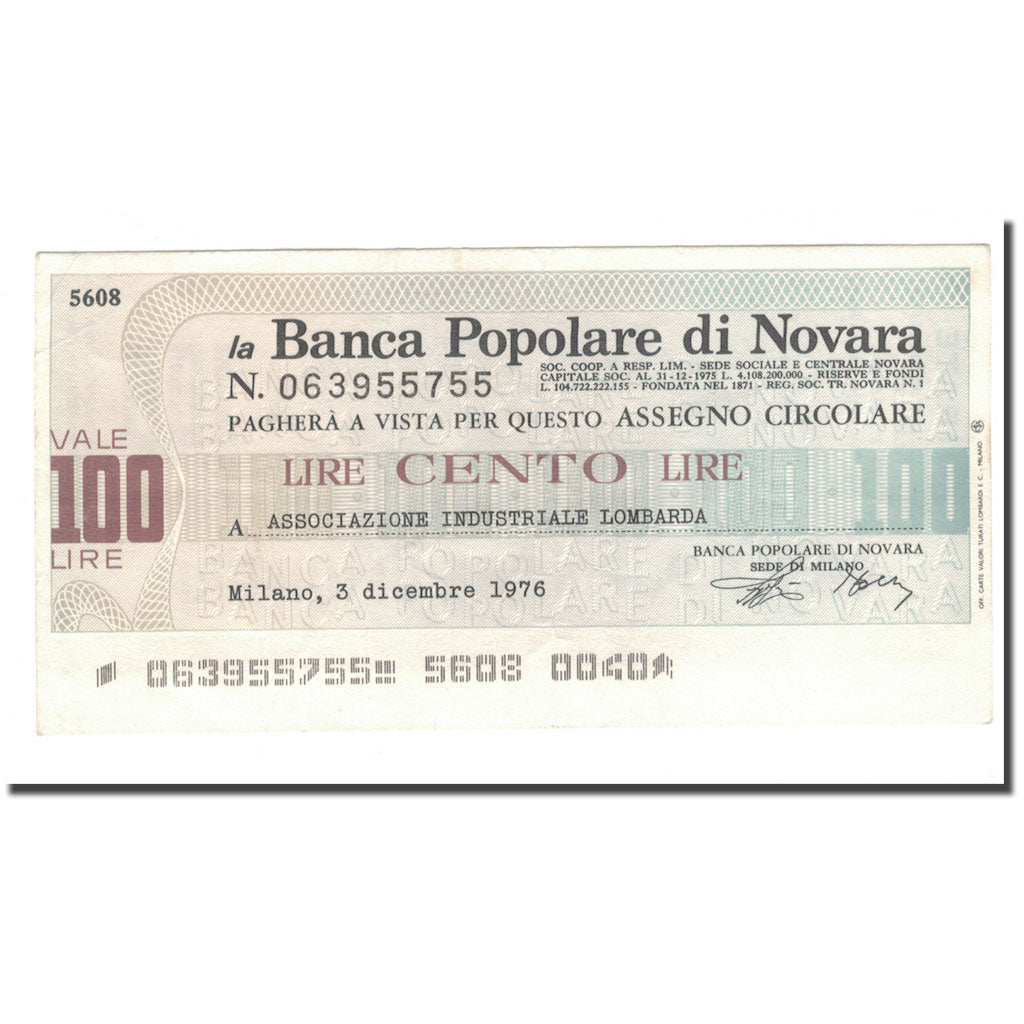 Billete, 100 Lire, 1976, Italia, 1976-12-03, MBC