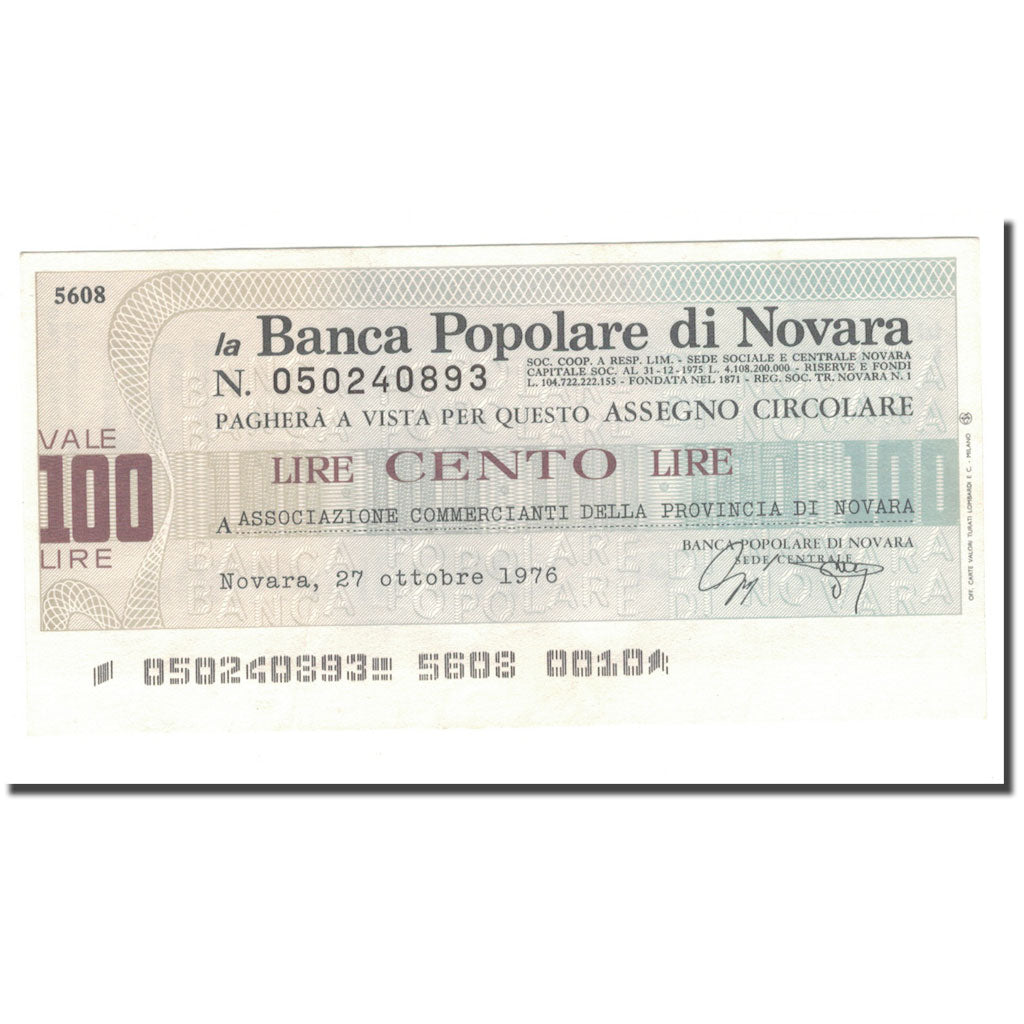 Billete, 100 Lire, 1976, Italia, 1976-10-27, EBC