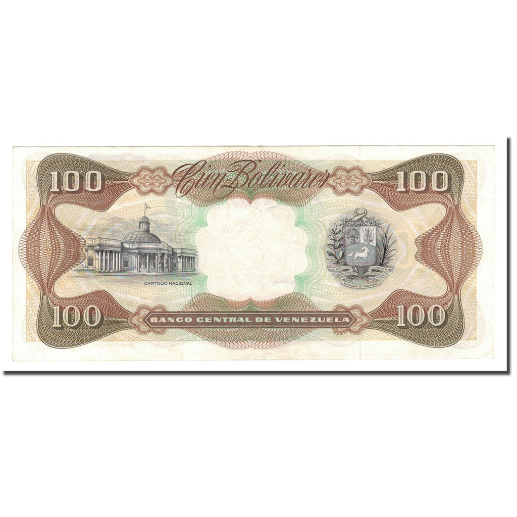 Banknote, Venezuela, 100 Bolivares, 1992, 1992-05-12, KM:66d, AU(55-58)
