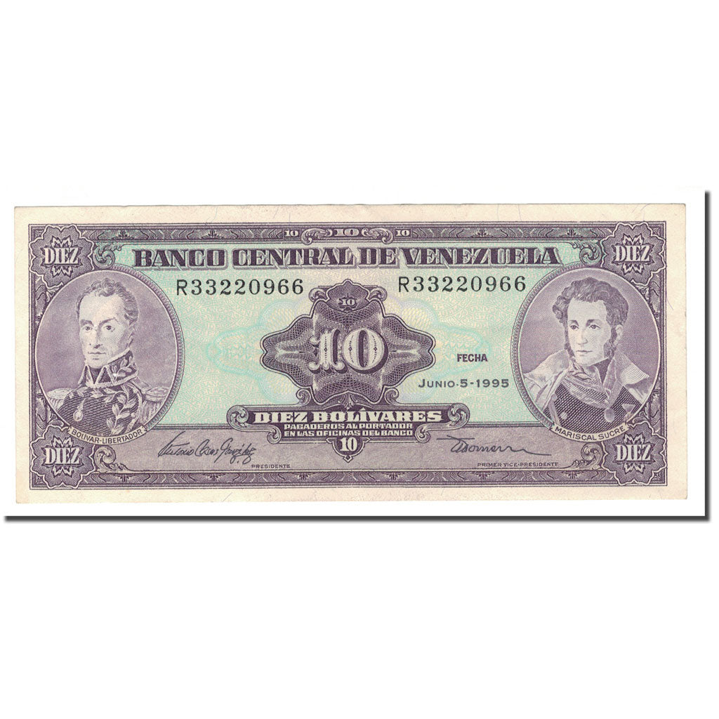 Geldschein, Venezuela, 10 Bolívares, 1995, 1995-06-05, KM:61d, VZ