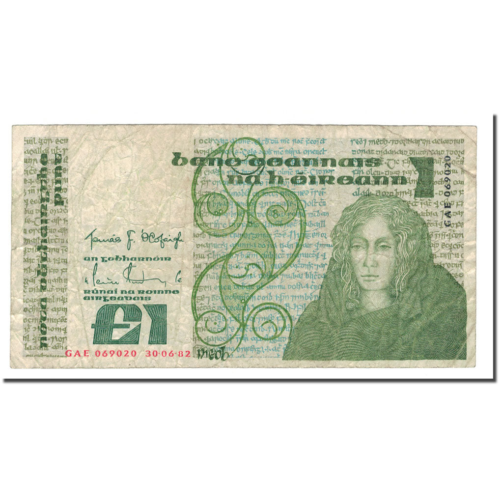 Banknote, Ireland - Republic, 1 Pound, 1977-1989, 1982-09-09, KM:70c, VF(20-25)