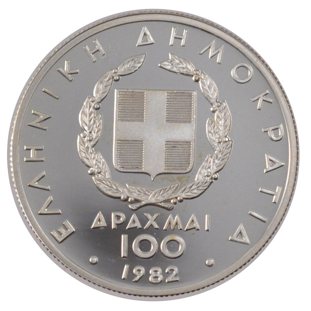 Coin, Greece, 100 Drachmai, 1982, MS(65-70), Silver, KM:136
