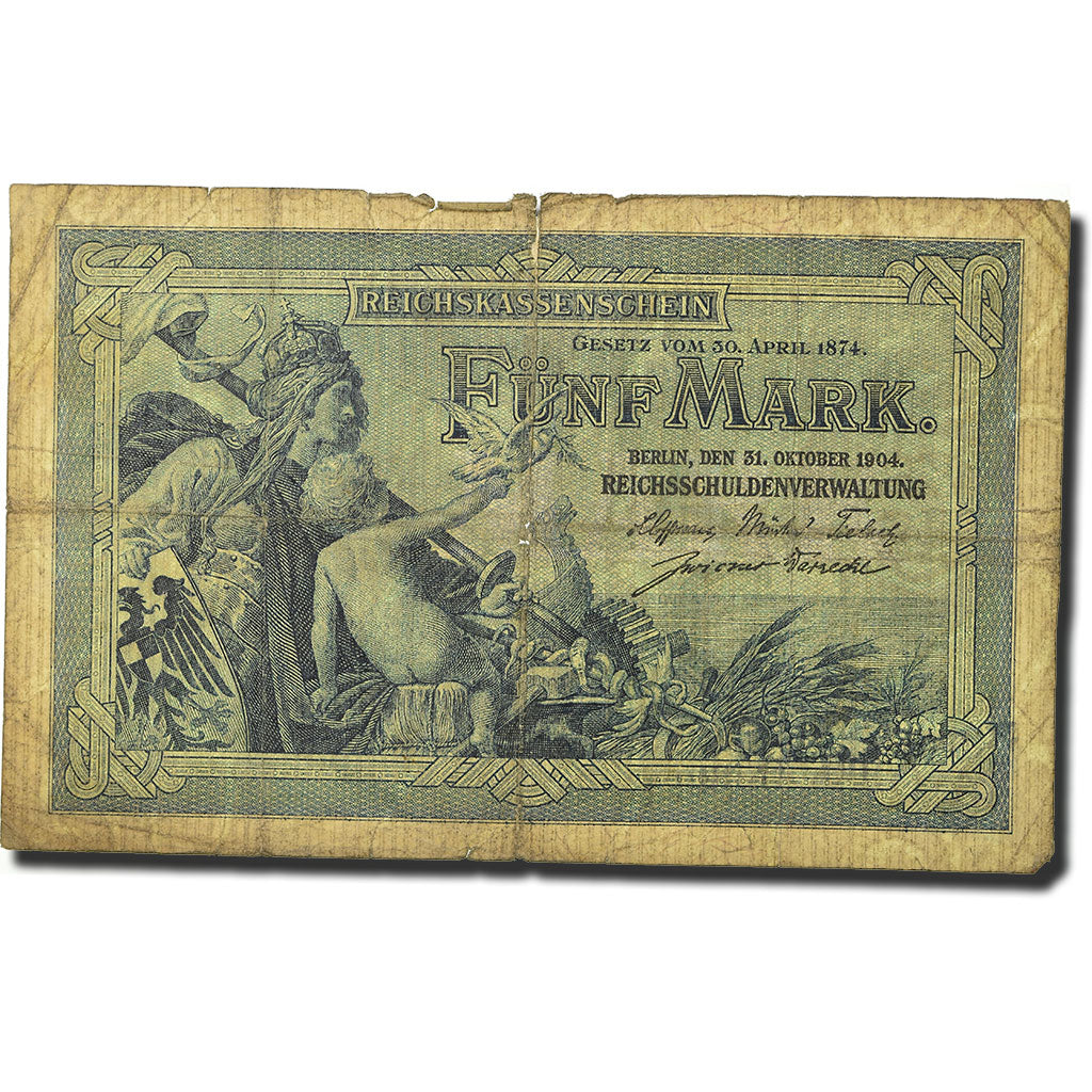 Banknote, Germany, 5 Mark, 1904, 1904-10-31, KM:8a, VG(8-10)