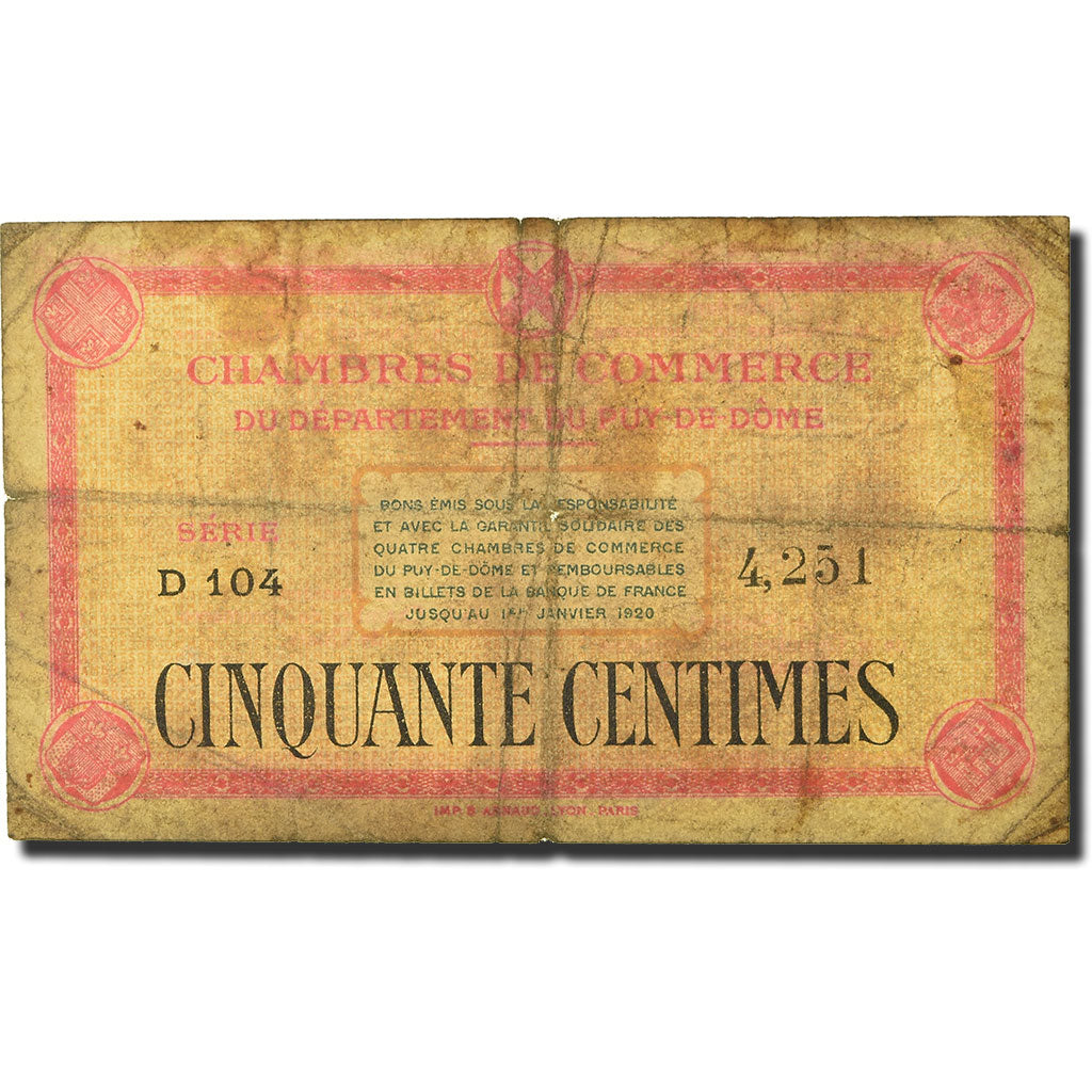 France, 50 Centimes, 1920, 1920-01-01, VG(8-10)