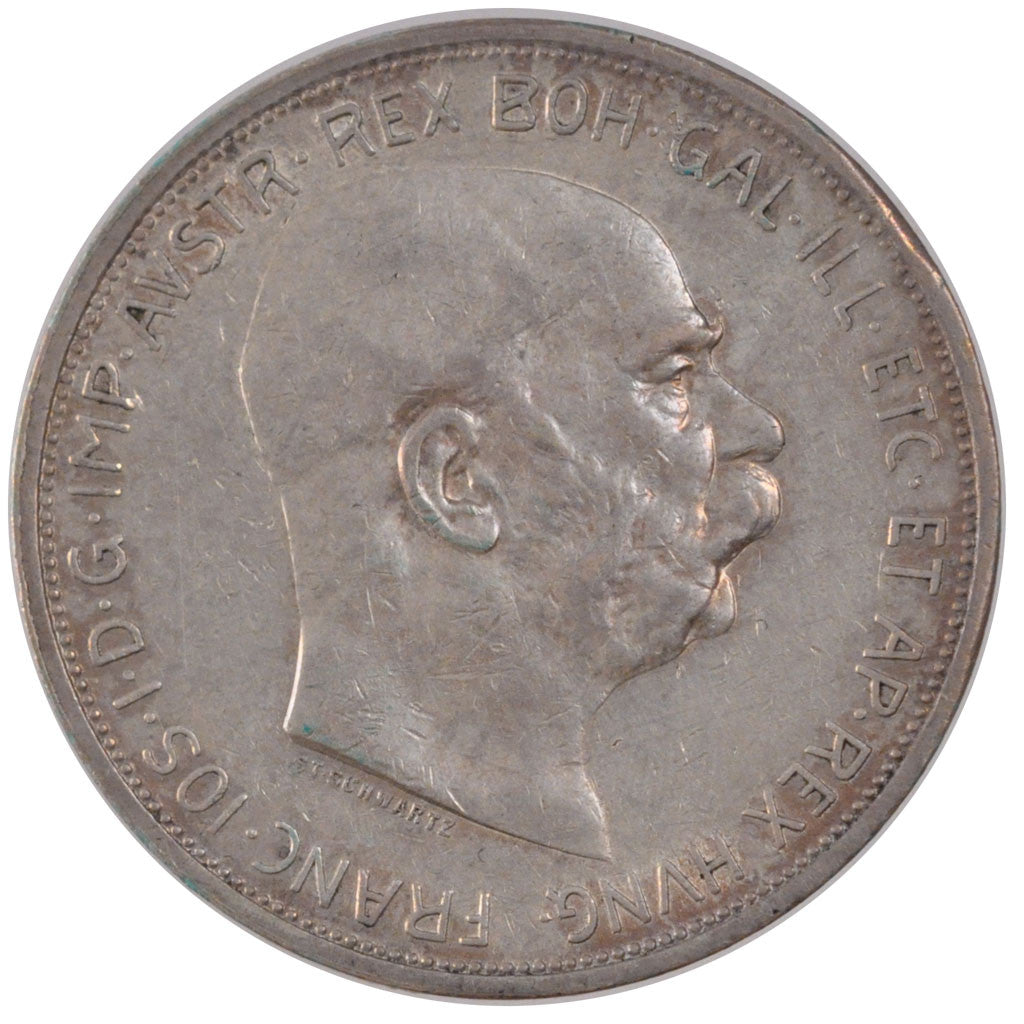 AUSTRIA, 5 Corona, 1909, KM #2813, AU(50-53), Silver, 24.00