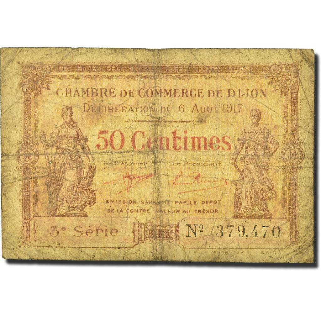 France, 50 Centimes, 1917, 1917-08-06, VG(8-10)