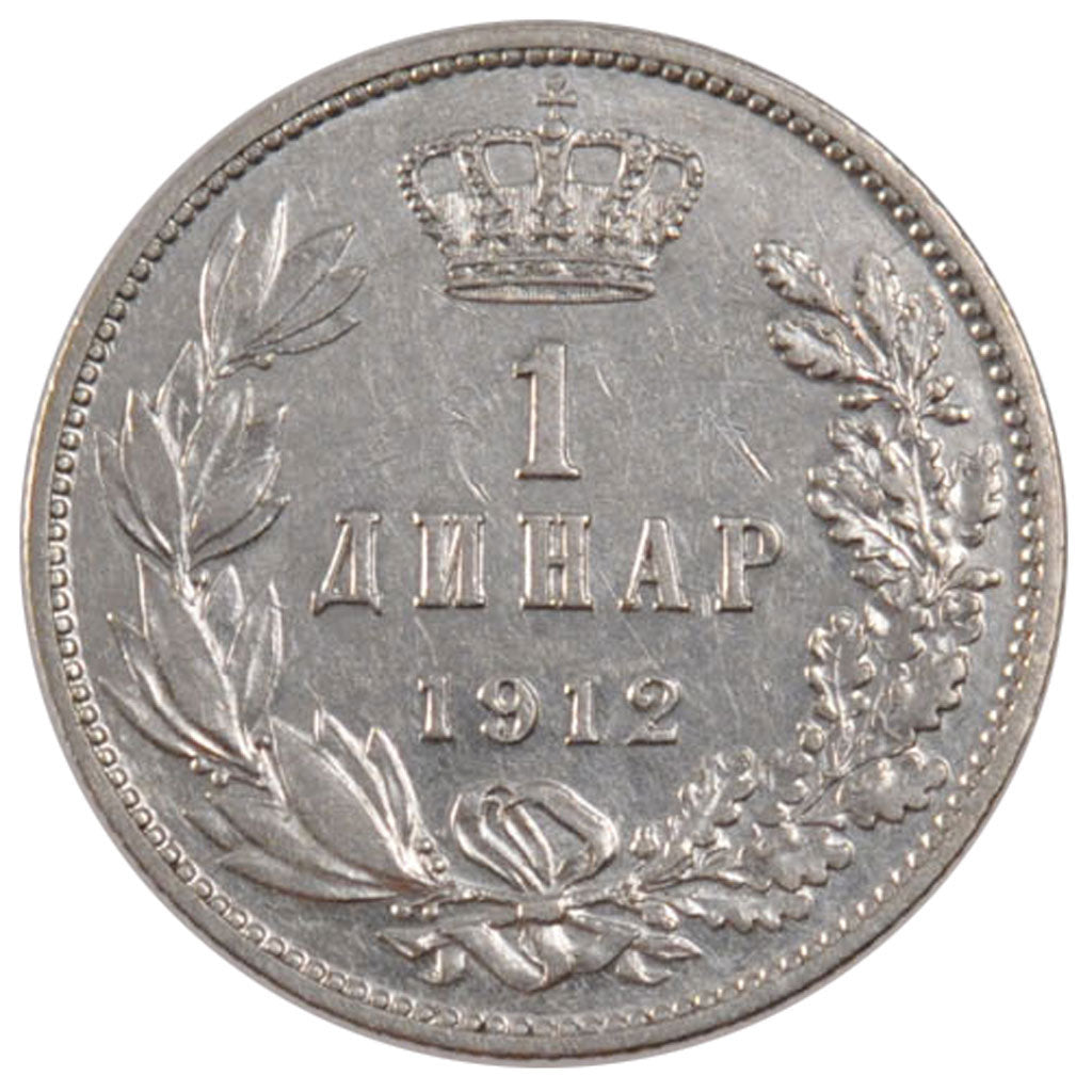 Moneta, Serbia, Peter I, Dinar, 1912, SPL, Argento