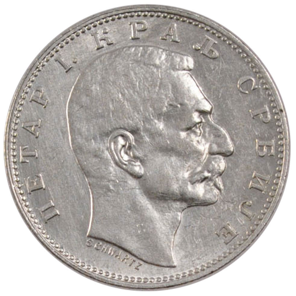 Coin, Serbia, Peter I, Dinar, 1912, MS(60-62), Silver, KM:25.1