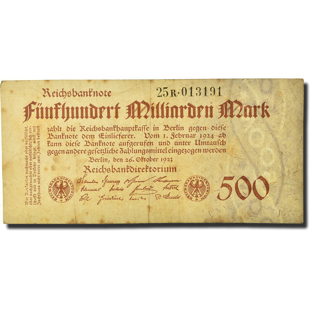 Billet, Allemagne, 500 Milliarden Mark, 1923, 1923-10-26, KM:127a, TB