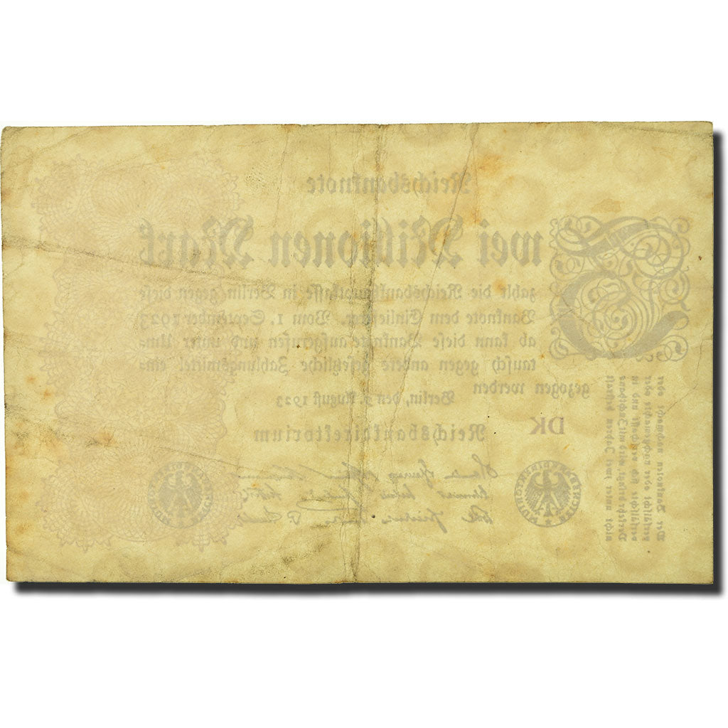 Banknote, Germany, 2 Millionen Mark, 1923, 1923-08-09, KM:104b, VG(8-10)