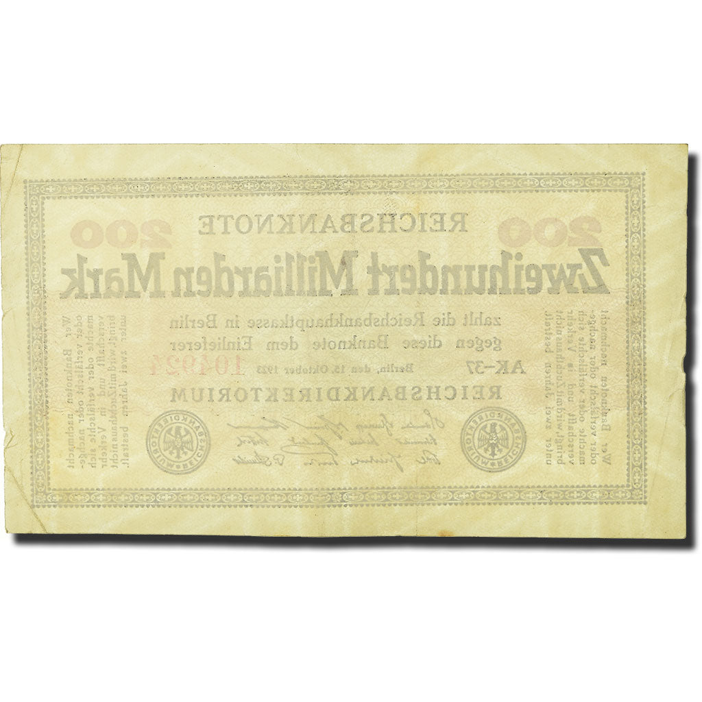 Geldschein, Deutschland, 200 Milliarden Mark, 1923, 1923-10-15, KM:121d, S