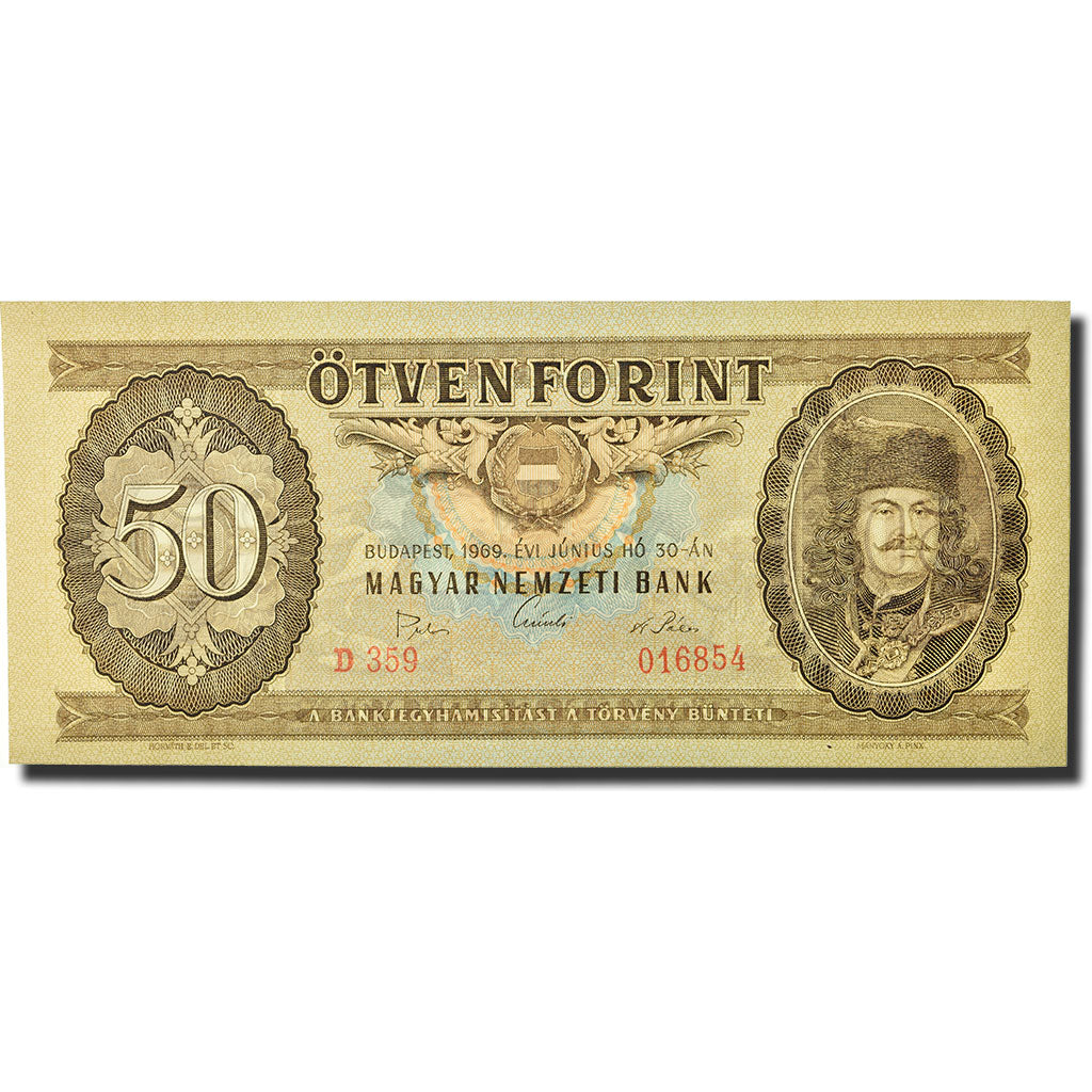 Banknote, Hungary, 50 Forint, 1969, 1969-06-30, KM:170b, UNC(65-70)