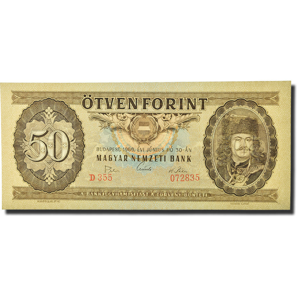 Banknote, Hungary, 50 Forint, 1969, 1969-06-30, KM:170b, UNC(65-70)