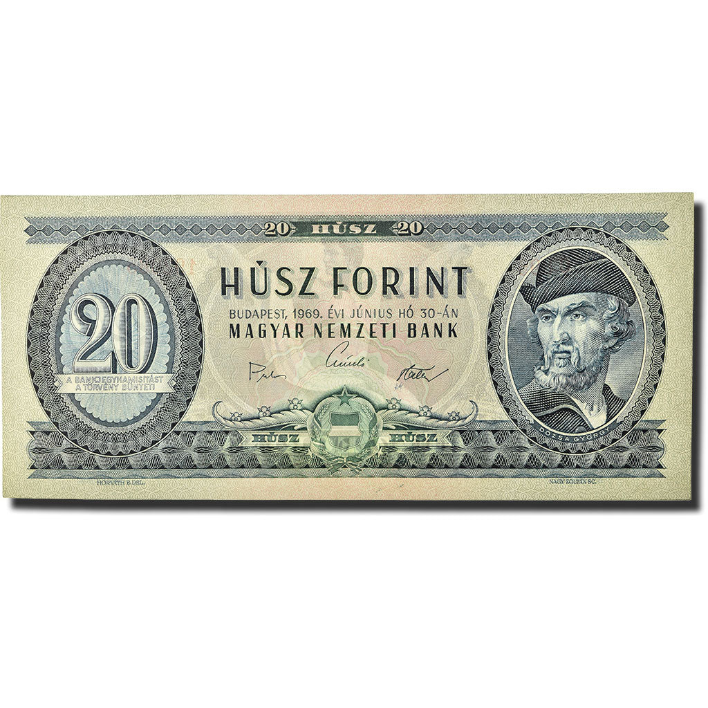 Nota, Hungria, 20 Forint, 1969, 1969-06-30, KM:169e, UNC(65-70)