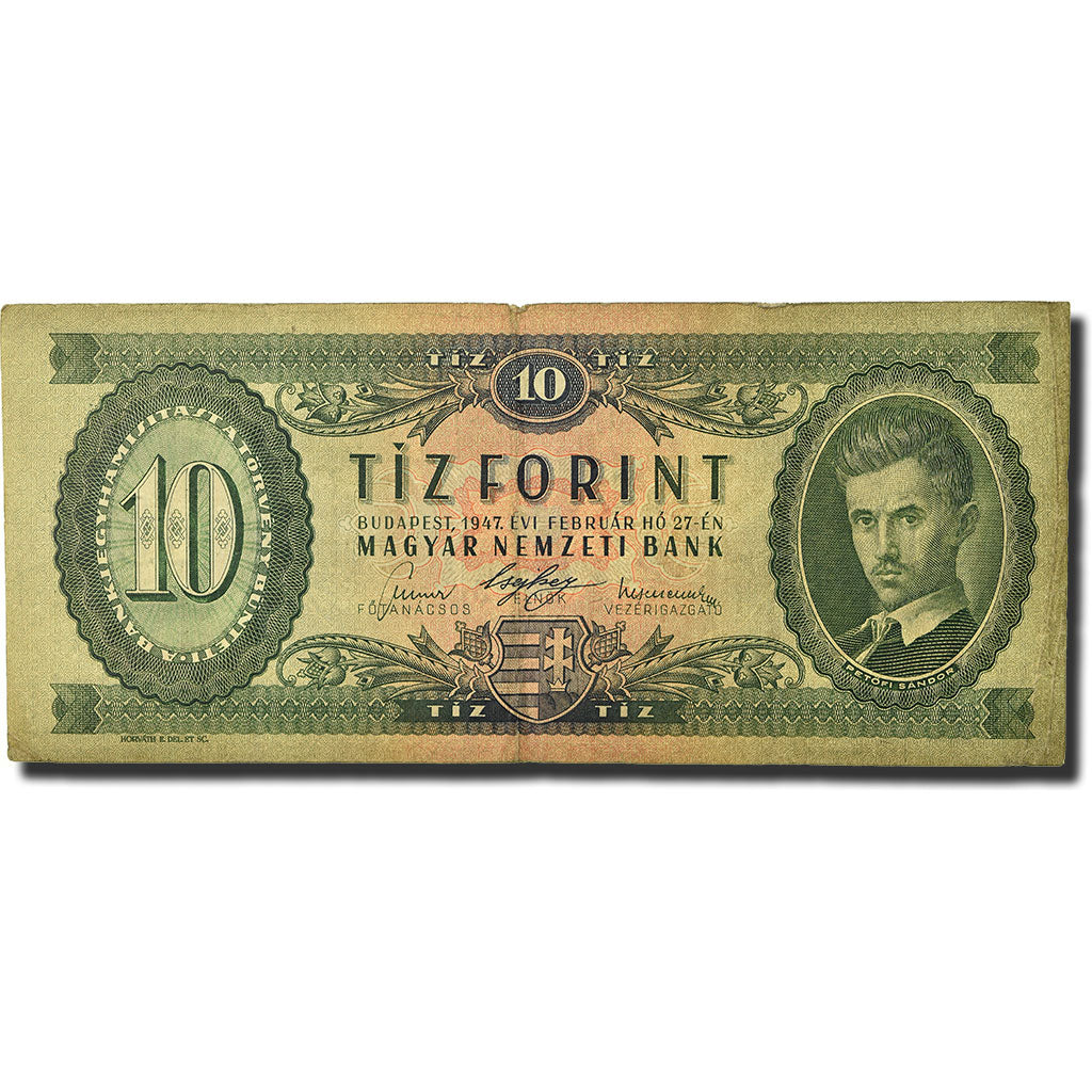 Banknote, Hungary, 10 Forint, 1947, 1947-02-27, KM:161a, VF(20-25)