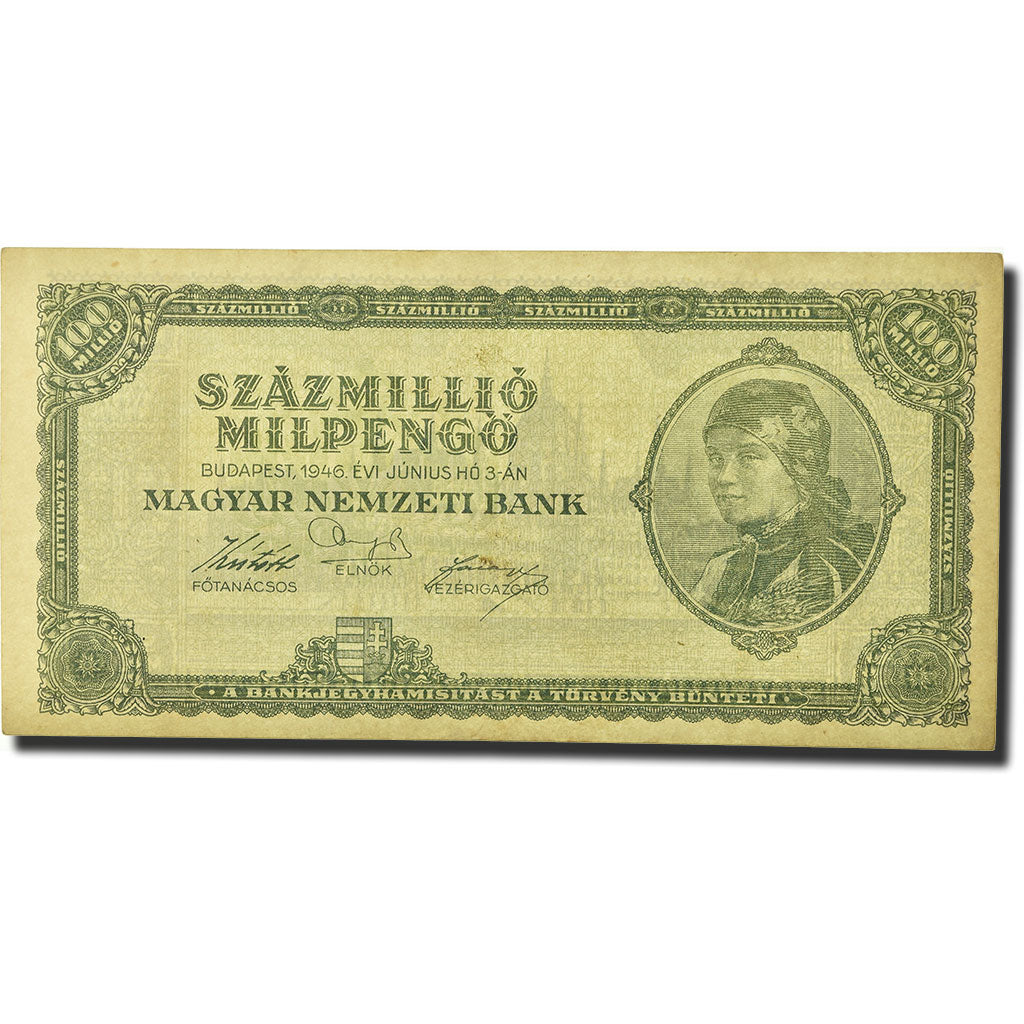 Banconote, Ungheria, 100 Million Milpengö, 1946, 1946-06-03, KM:130, SPL-
