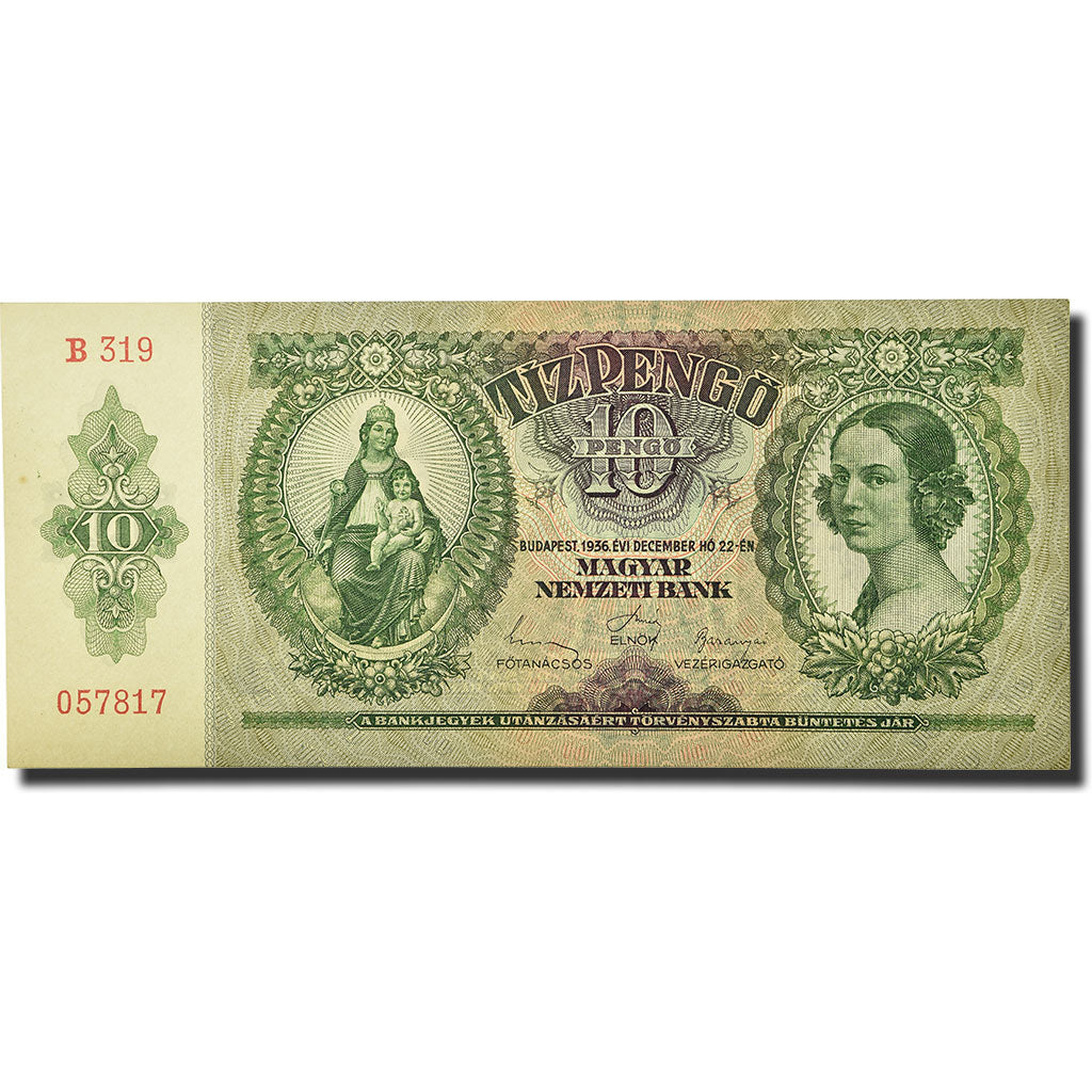 Banknote, Hungary, 10 Pengö, 1936, 1936-12-22, KM:113, UNC(63)