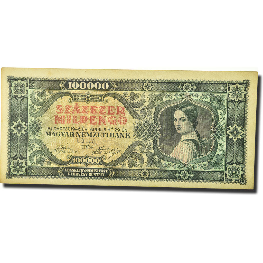 Banknote, Hungary, 100,000 Pengö, 1946, 1946-04-29, KM:121a, UNC(63)