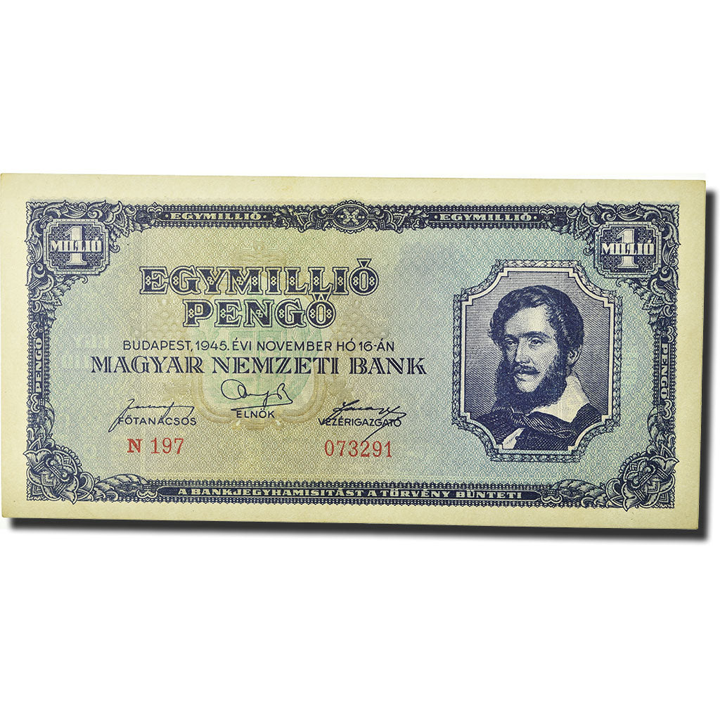 Banknote, Hungary, 1,000,000 Pengö, 1945, 1945-11-16, KM:122, UNC(65-70)
