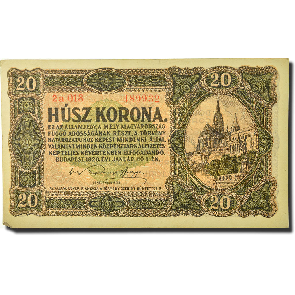 Banknote, Hungary, 20 Korona, 1920, 1920-01-01, KM:61, EF(40-45)