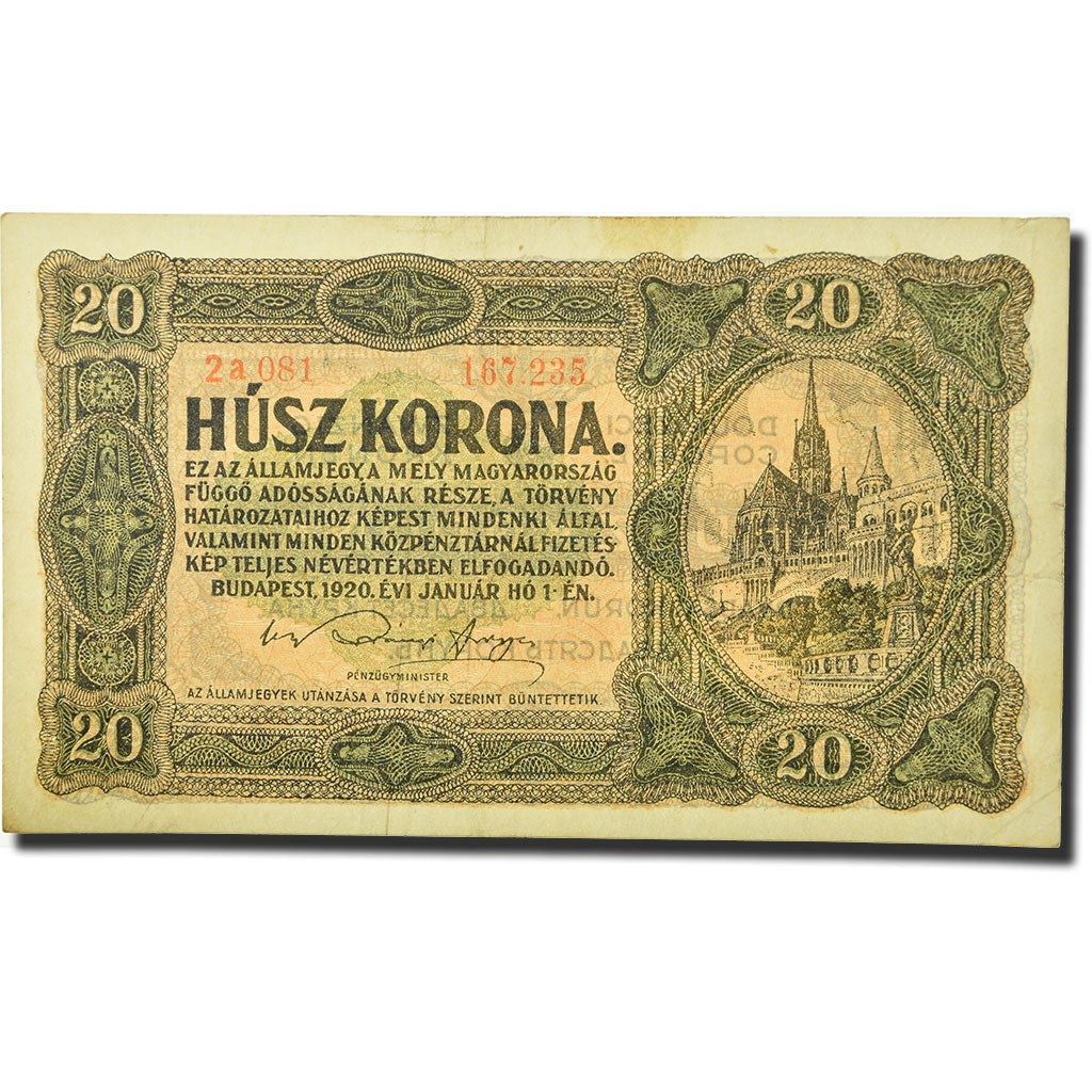 Banknote, Hungary, 20 Korona, 1920, 1920-01-01, KM:61, EF(40-45)