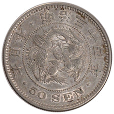 Moneta, Japonia, Mutsuhito, 50 Sen, 1901, AU(55-58), Srebro, KM:25
