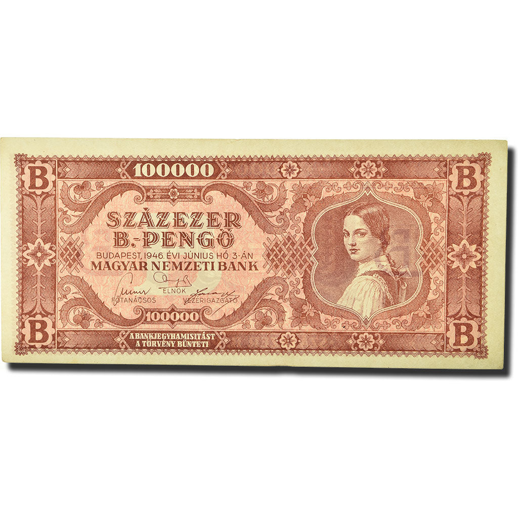 Banknote, Hungary, 100,000 B.-Pengö, 1946, 1946-06-03, KM:133, UNC(63)