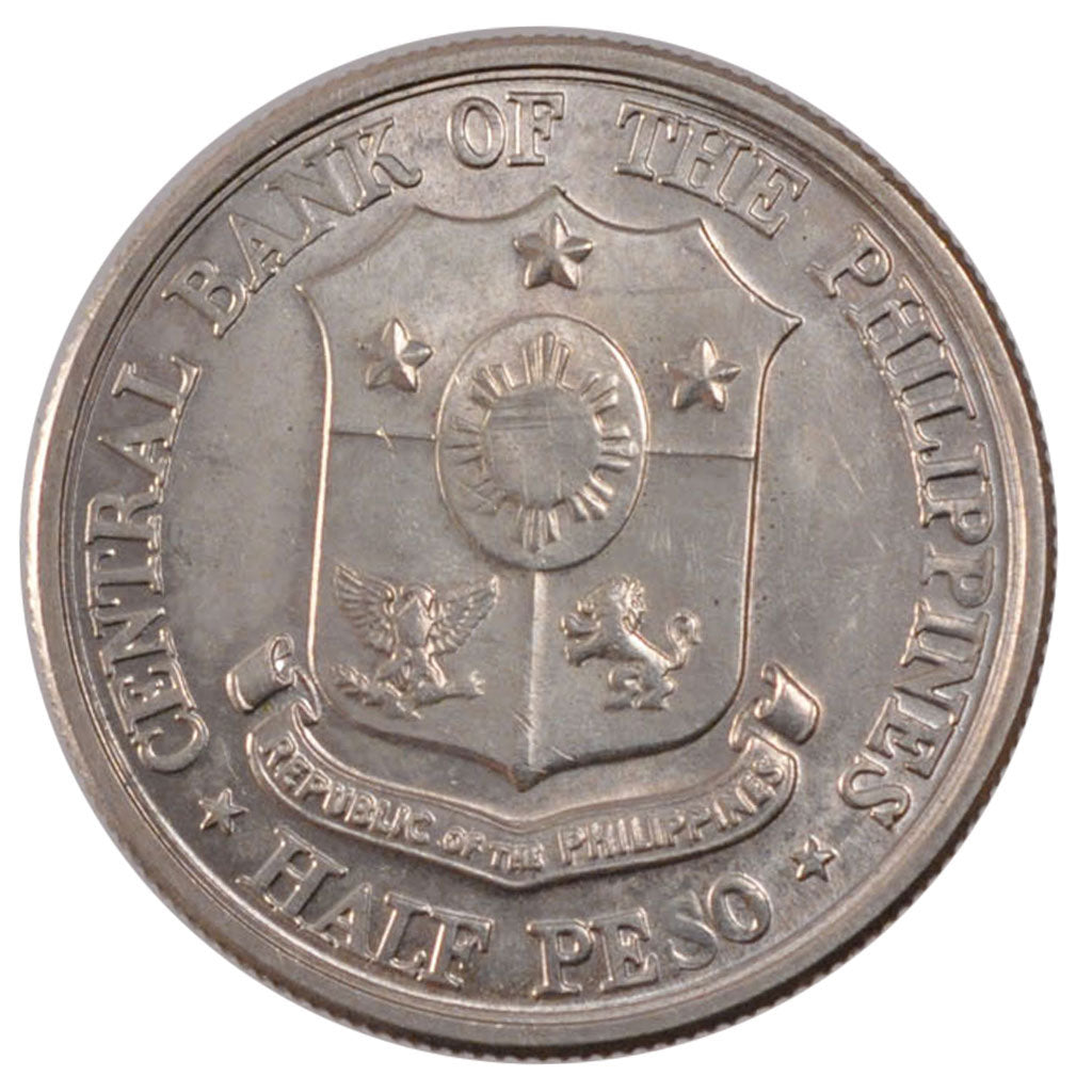 PHILIPPINES, 1/2 Peso, 1961, KM #191, MS(60-62), Silver, 12.50