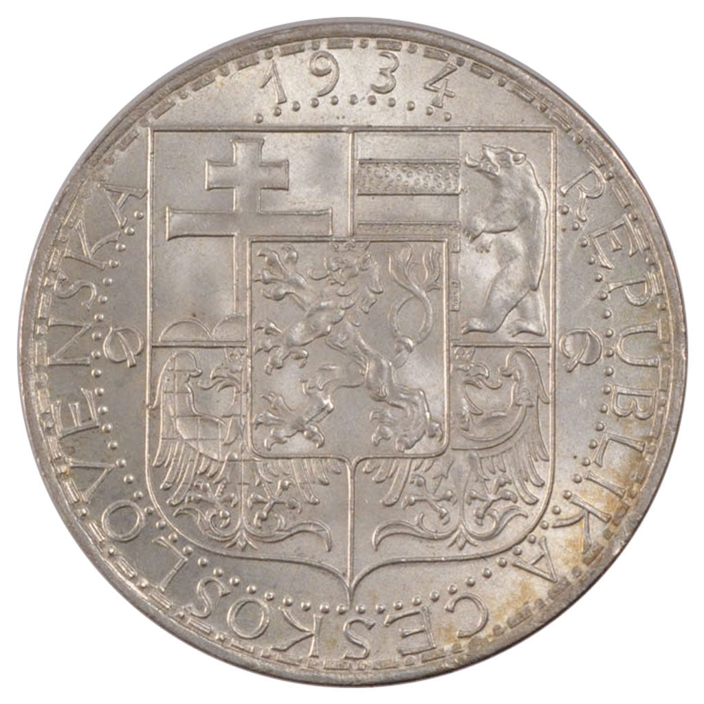 Coin, Czechoslovakia, 20 Korun, 1934, MS(60-62), Silver, KM:17
