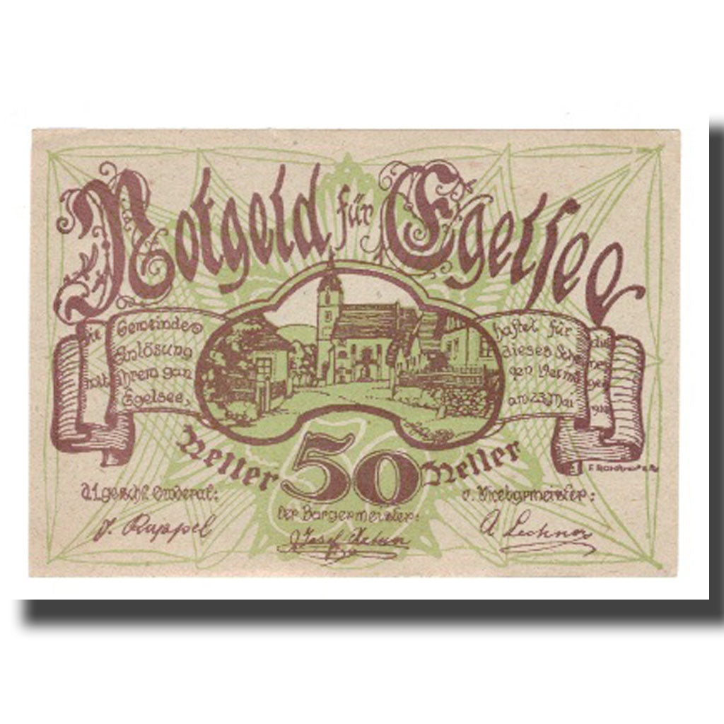 Banknote, Austria, Egelsee, 50 Heller, Texte, 1920, 1920-05-23, UNC(63)