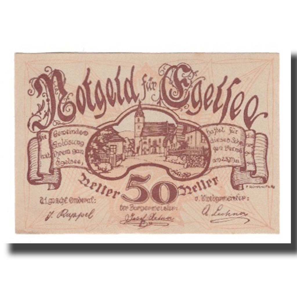 Banknote, Austria, Egelsee, 50 Heller, texte 1, 1920, 1920-05-23, UNC(63)