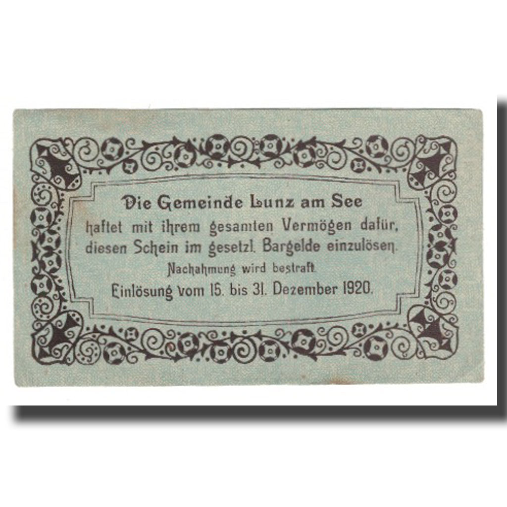 Banknote, Austria, Lunz am See, 10 Heller, paysage, 1920, UNC(63), Mehl:571a