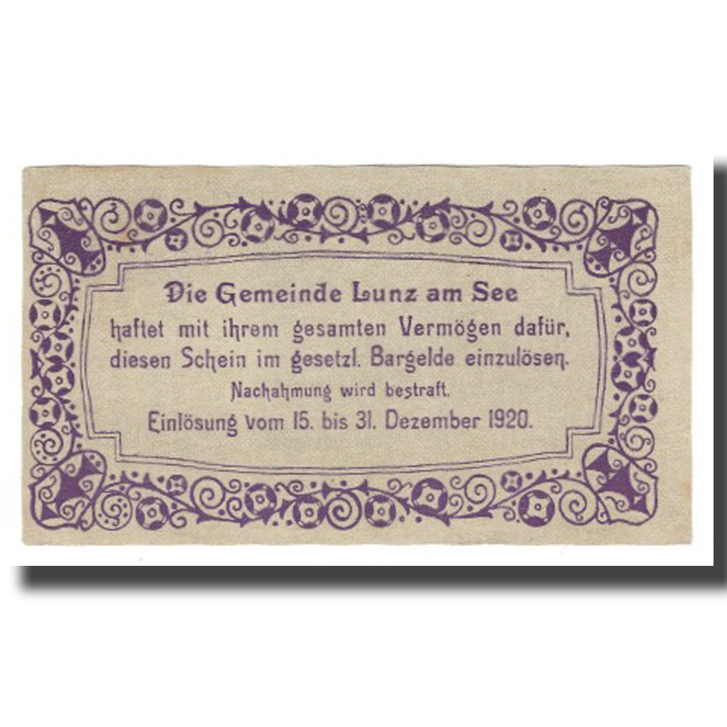 Banknote, Austria, Lunz am See, 50 Heller, paysage 1, 1920, UNC(63), Mehl:571a