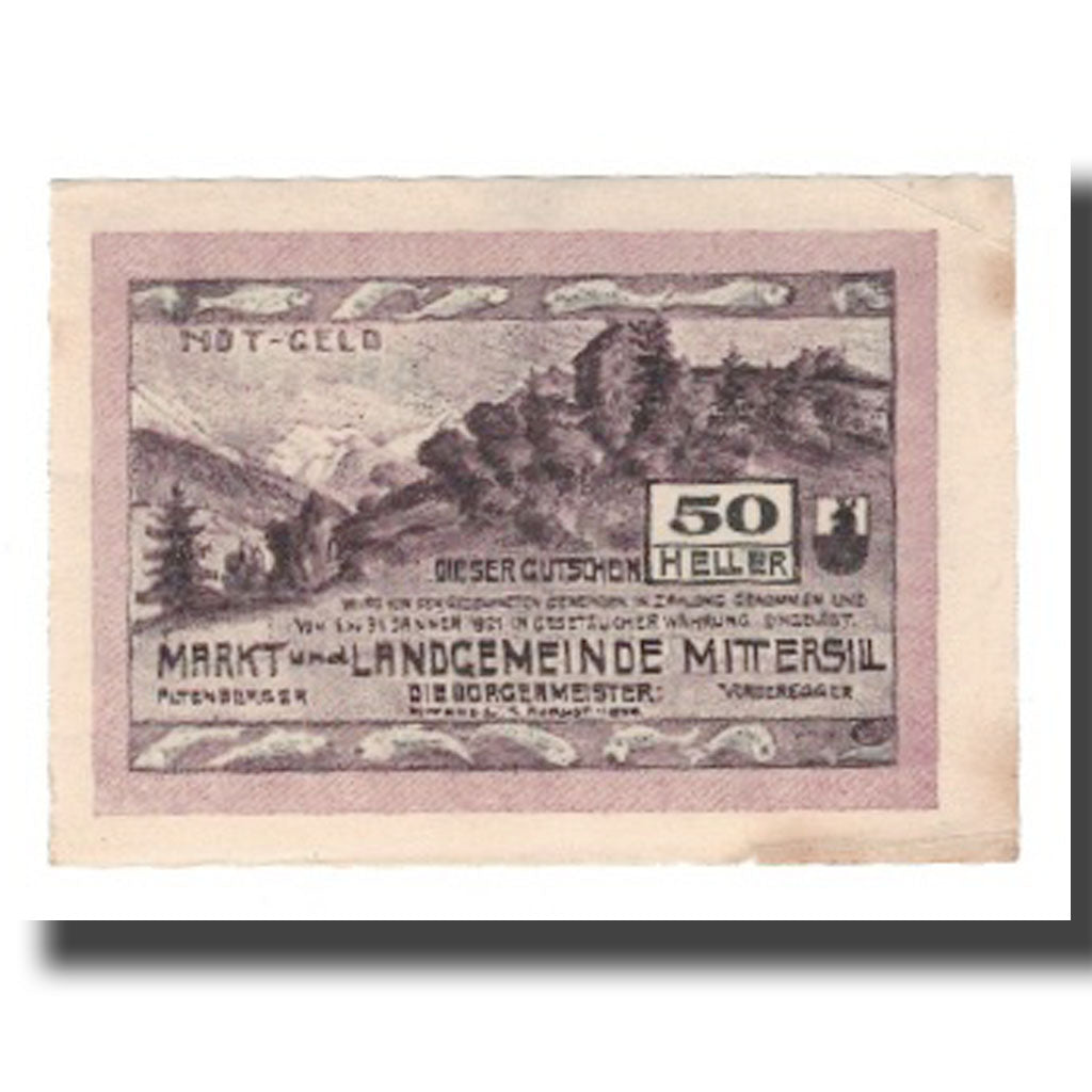 Banknote, Austria, Mittersill, 50 Heller, N.D, 1920, 1920-08-04, UNC(63)