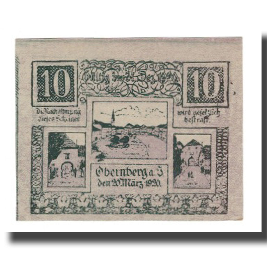 Banknote, Austria, Obernberg am Inn O.Ö. Marktgemeinde, 10 Heller, paysage
