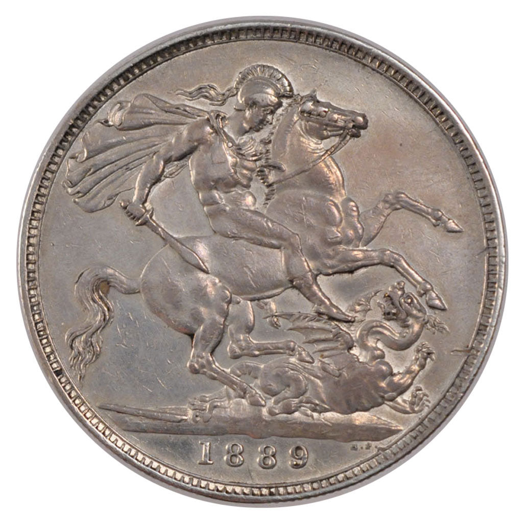 Gran Bretagna, Victoria, Crown, 1889, BB+, Argento, KM:765