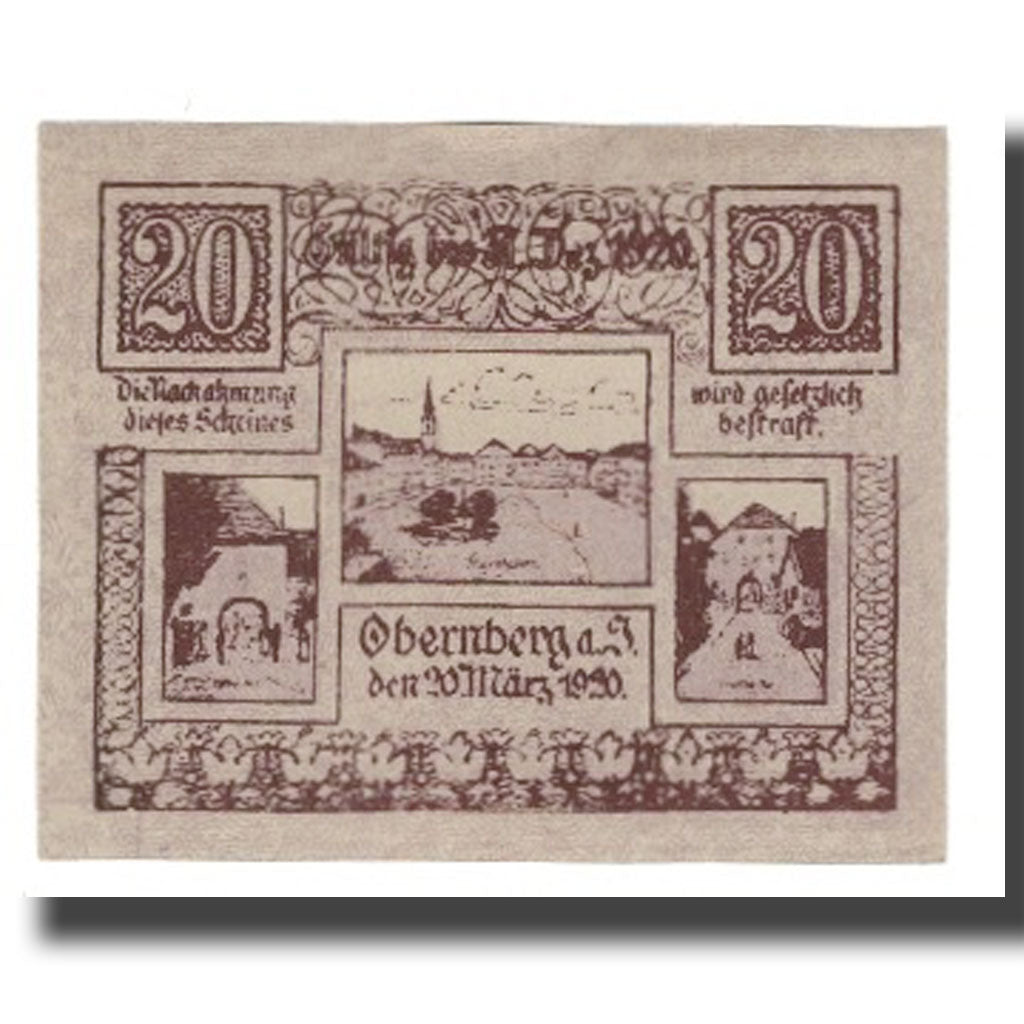 Banknote, Austria, Obernberg am Inn O.Ö. Marktgemeinde, 20 Heller, paysage 1