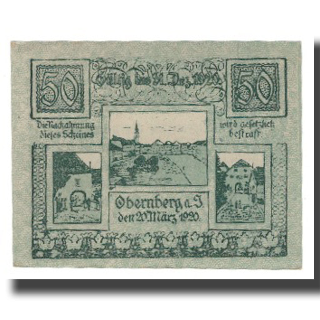 Banknote, Austria, Obernberg am Inn O.Ö. Marktgemeinde, 50 Heller, paysage 2
