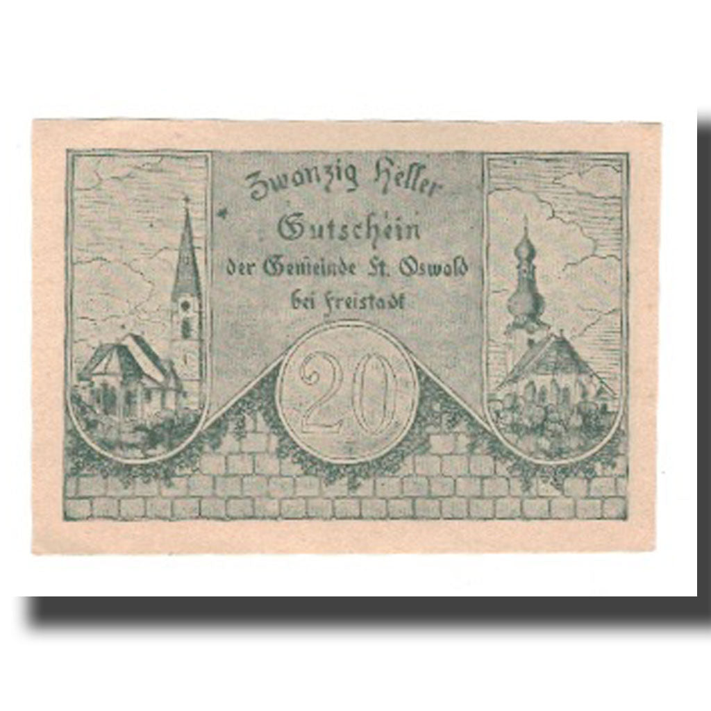 Banknote, Austria, St. Oswald N.Ö. Gemeinde, 20 Heller, Blason, 1920