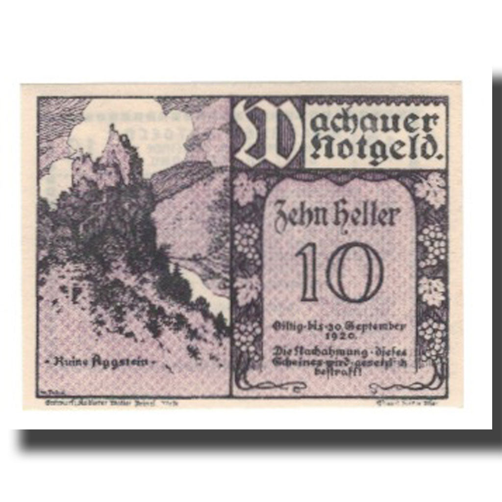 Banknote, Austria, Wachauer Notgeld-Aggstein N.Ö. Gemeinde, 10 Heller, Texte