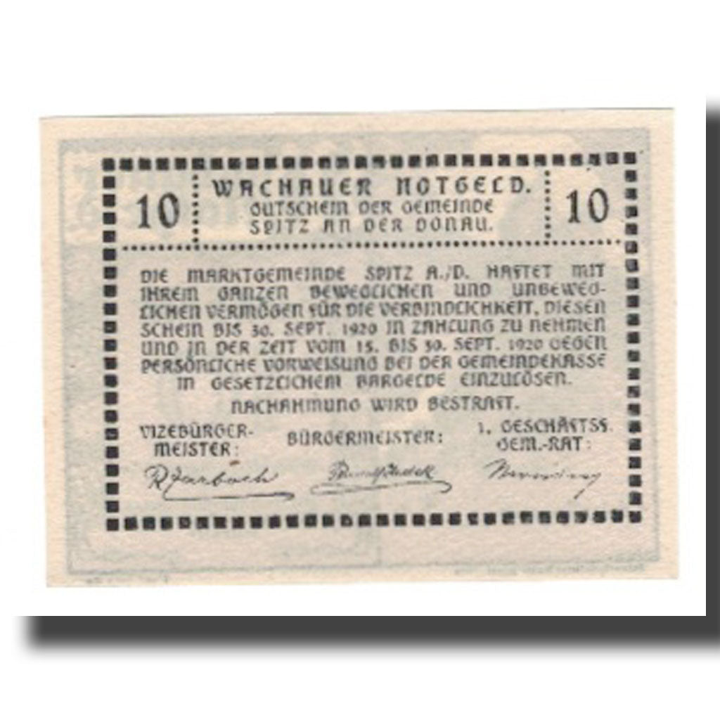Banknote, Austria, Wachauer Notgeld-Aggstein N.Ö. Gemeinde, 10 Heller, Texte